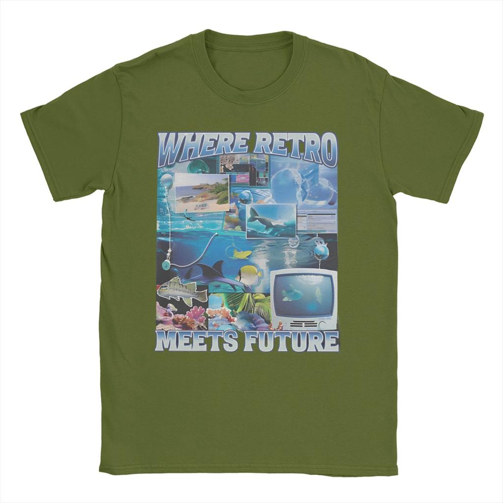 Frutiger Aero Wo Retro auf Zukunft trifft Herren Damen T-Shirts Schule Computer 2000er Tees T-Shirt Reine Baumwolle 4XL 5XL 6XL Kleidung