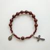 Glass Bead Baptism Religious Gift Catholic for Cross Finger Chain Mini Rosary Sesame Red for Cross Rosary Bracelet for W