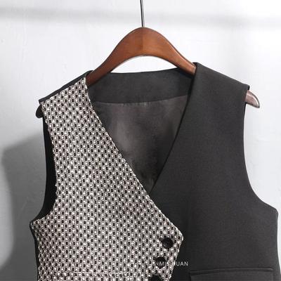 Modische kurze Weste für Damen Frühling Herbst Slim Stitching Ärmellose Jacke Trendige Layering Oberbekleidung