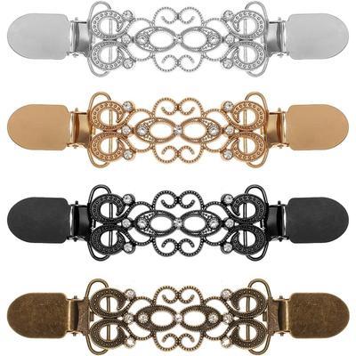 Retro European-American Shawl Clip | Diamond-Encrusted Alloy Scarf Buckle, Anti-Slip Brooch Collar Pin for Women's Accessories