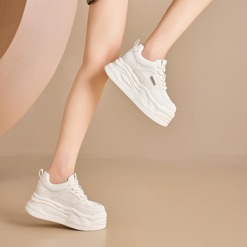 Women's Casual Shoes 7CM Thick Sole Height-enhancing White Shoes for Women, Versatile Small Sports Casual Shoes