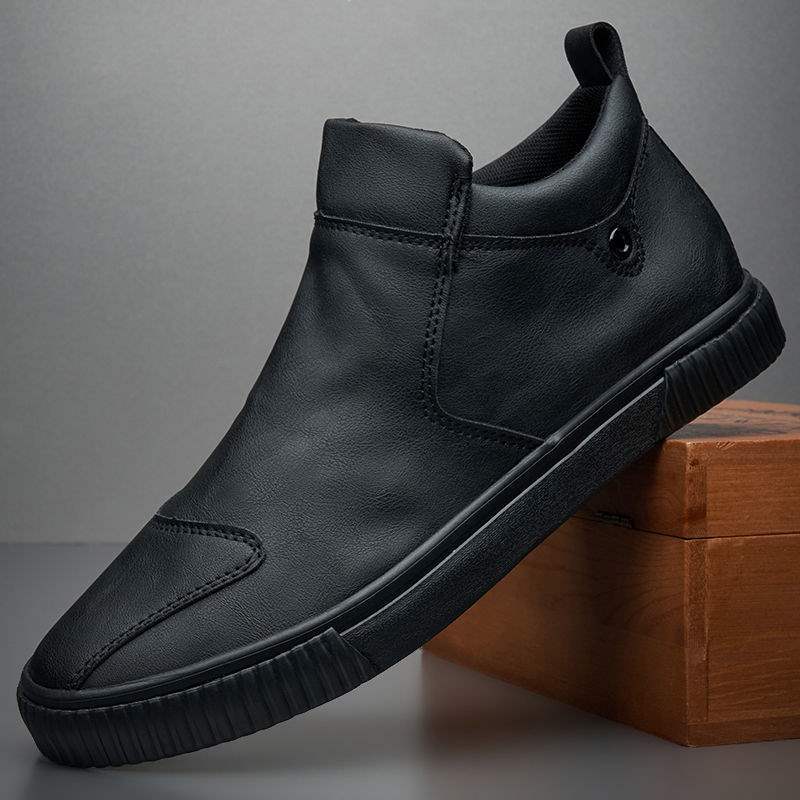 

Men s shoes casual leather shoes high-top one-pedal trendy shoes 2025 new men s autumn Martin boots versatile soft sole breathable 40