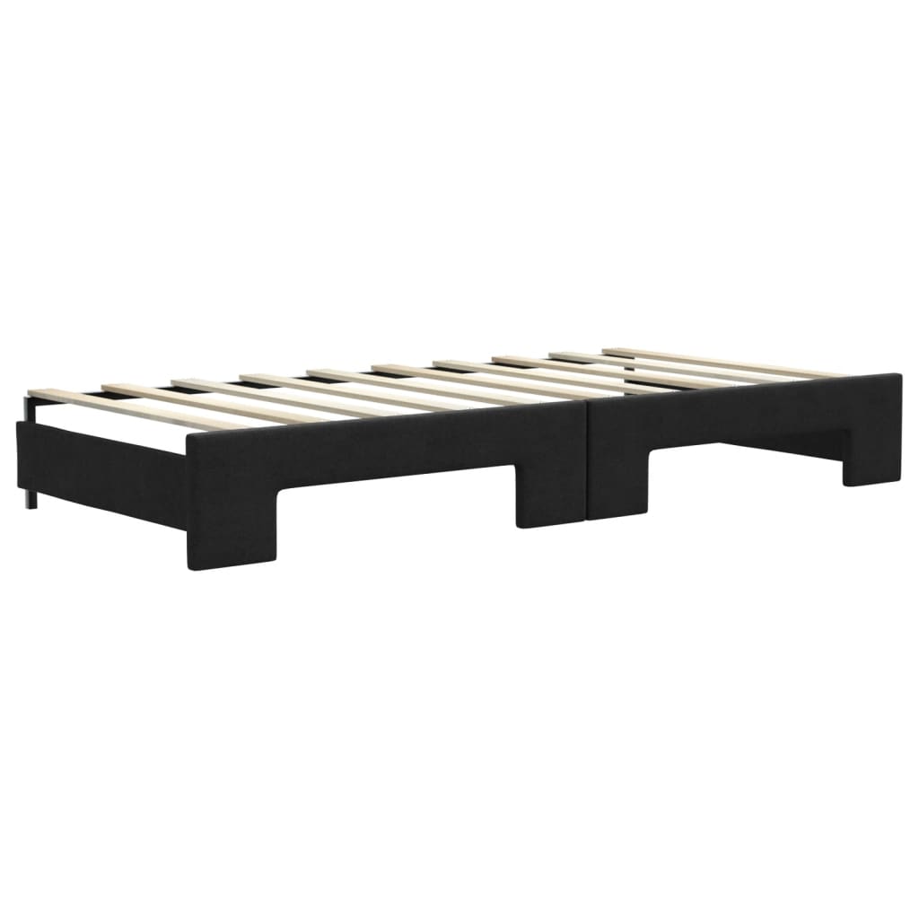 Extendable Daybed with Mattresses Black 90x190 cm Fabric