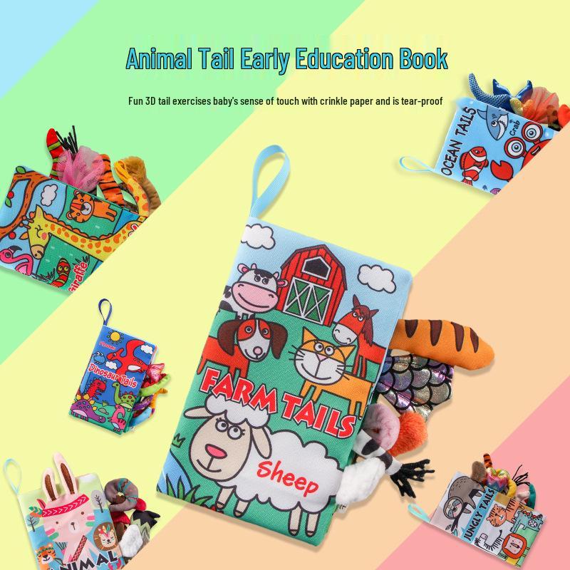 Aipinqi Baby Animal Tail Cloth Book – Tear-Resistant, Crinkle Paper Educational Toy for Early Learning.