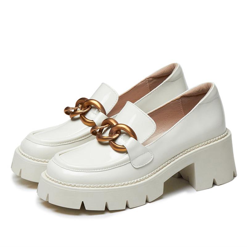 

Meotina, женская обувь на высоком каблуке из натуральной кожи на платформе, туфли-лодочки на толстом каблуке с круглым носком, женская обувь с металлическими украшениями, 39 34 бежевый