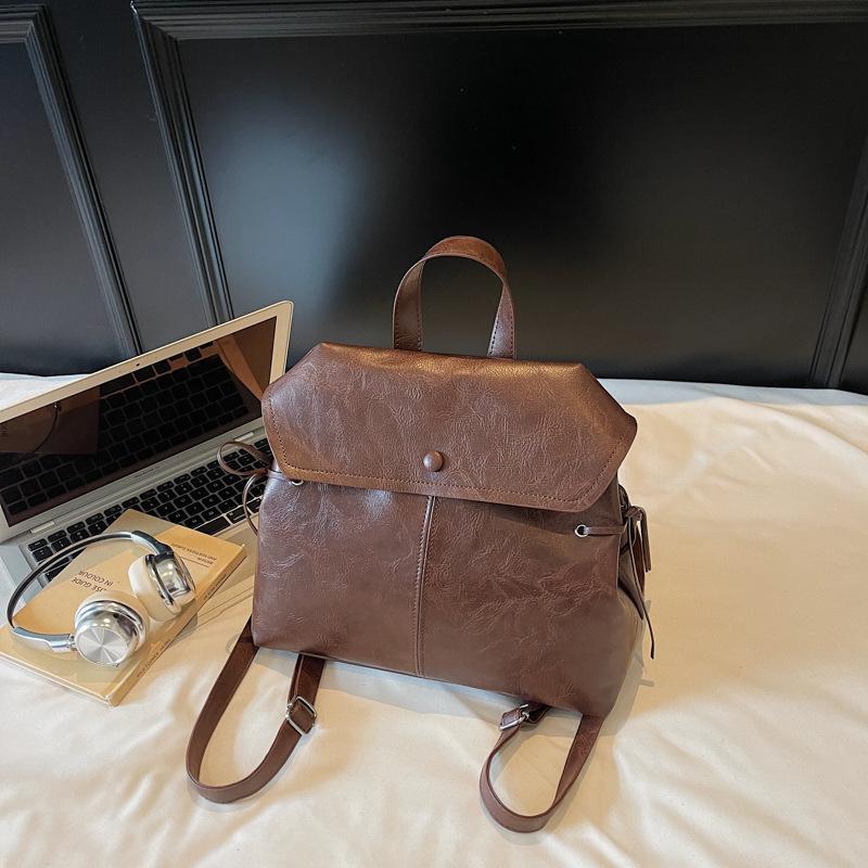 Backpack 2025 New Fashion Lazy Wind Large Capacity Commuter Handbag Soft Leather High-end College Student School Bag