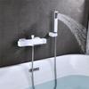 Tuqiu Set Doccia Vasca da Bagno Oro Spazzolato Montaggio a Parete Rubinetto Cascata per Vasca da Bagno, Miscelatore Doccia e Vasca Fredda e Calda Ottone
