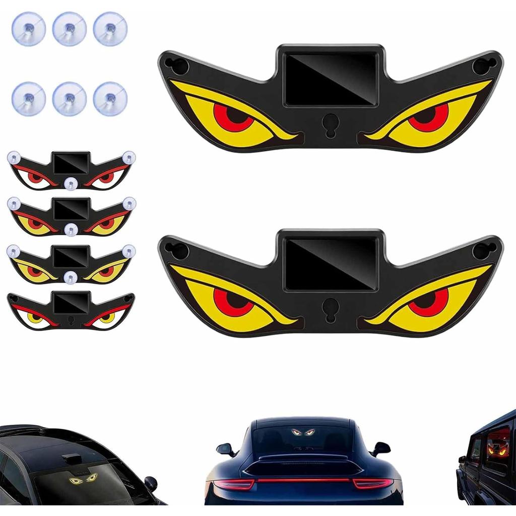 2pcs Solar Demon Eye LED Car Window Light, Wireless No Drill, Waterproof, Animated Devil LED Eyes Light for Car Windshield
