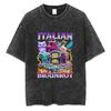 Funny Italian Brainrot Vintage Washed Tshirt Six Seven  Number Tshirt Men Women Casual Oversized Streetwear Male Casual Tees