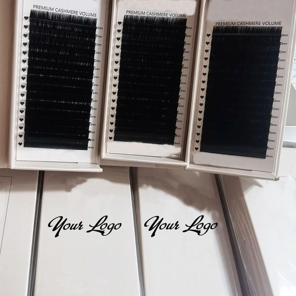 Custom 0.03 J B Curl Fluffy Dark Matte Black Volume Eyelash Extension Trays Cashmere Handmade Eyelashes Velvet Lash Extension
