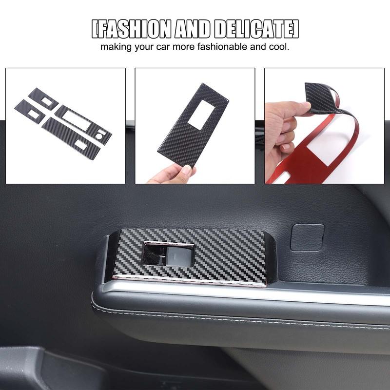 Soft Carbon Fiber Car Inner Door Glass Lifting Frame Panel Trim Sticker For Toyota Highlander -2026 Car Accessories