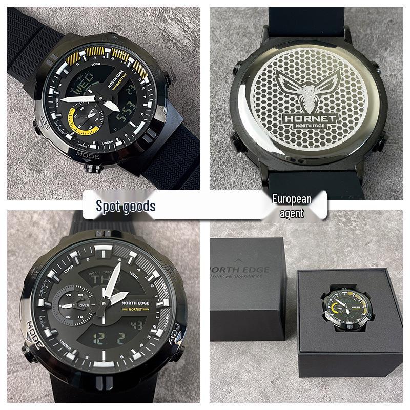 Men's Waterproof Outdoor Sports Smartwatch with Alarm, Stopwatch, Countdown, Multifunctional Student Model - Black Gold