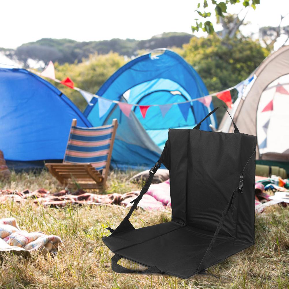 Black Folding Cushion Beach Chair Portable Lightweight Stadium Cushion Outdoor Camping Equipment