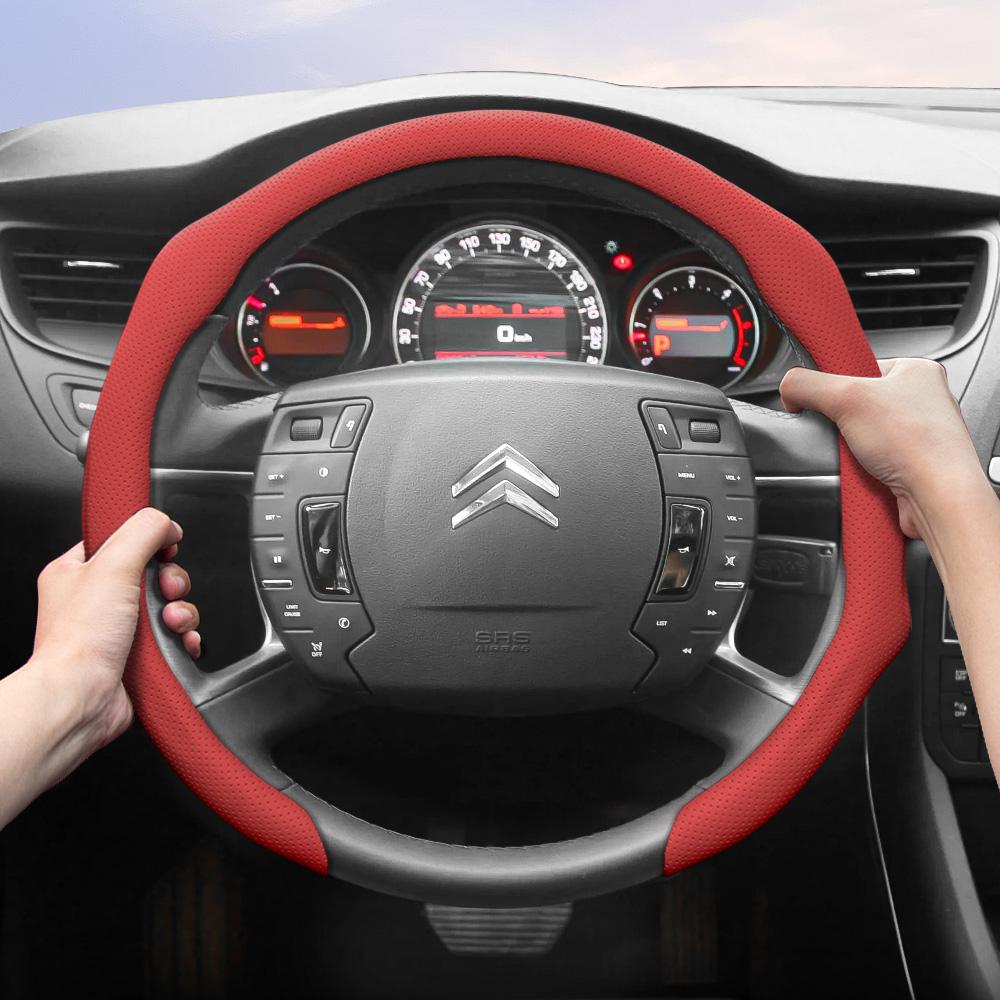 Suitable for Citroen Perforated Leather Steering Wheel Cover C3 C4 X Berlingo C5 Aircross Jumper SpaceTourer Ami X Red Black