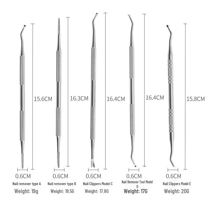 Stainless Steel Double-Ended Cuticle Pusher & Nail File Set
