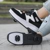 Children's Double Wheel Button Running Shoes with Hidden Skates