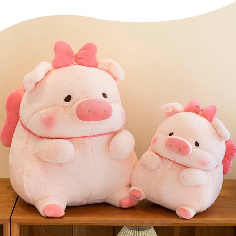 Plush Bowknot Pig Toy Cartoon Animal Stuffed Doll Decoration Kids Cute Gift