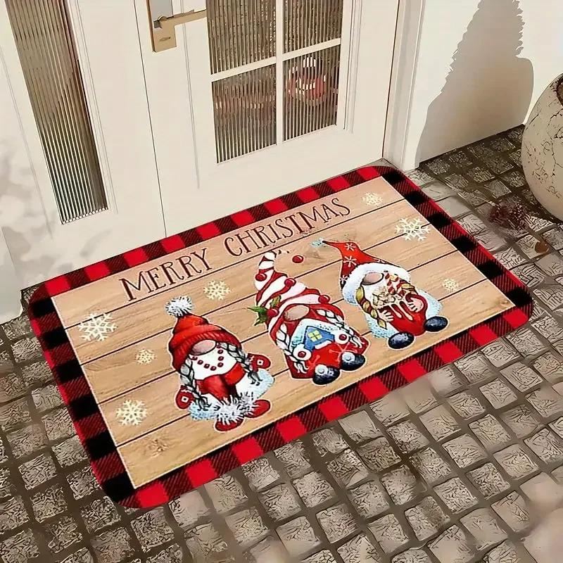 Exquisite Christmas Snowman Gnome Doormat Non-Slip Entrance Doormat Home Decor Carpet for Living Room Rugs Bathroom Floor Rug