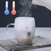 250/350ml Double Wall Coffee Mug With Handles Clear Milk Cups Gifts Glass Cup Fill Artificial Simulation Flowers Teacup