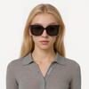 Chanel Letter Hollow Temples Plastic Irregular Shape Sunglasses Women's Black