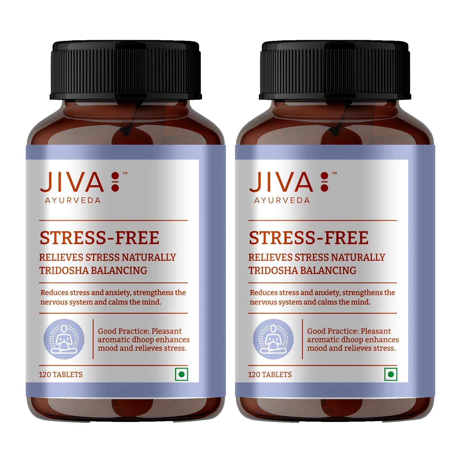 

Jiva Stress-Free Tablets 500 mg 120 Tablet (Pack of 2) For Relaxation And Daily Mind Support Herbal Wellness Supplement Natural Formula