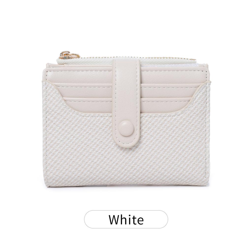 Stylish Mini Women's Wallet / Premium PU Leather Bi-fold Credit Card Holder Minimalist Solid Color Portable Zippered Coin Purse