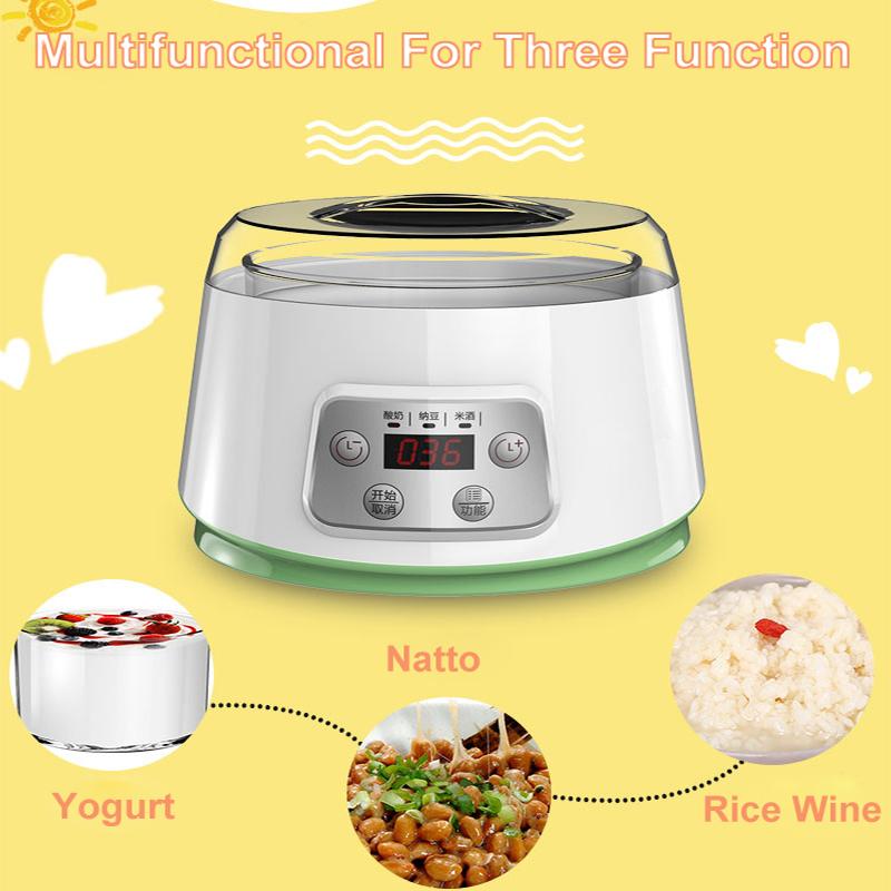 Macchina Elettrica 3 in 1 Fermentatore Automatico Yoghurt Contenitore in Vetro Tazze Natto Vino di Riso Fermenta Macchina per Yoghurt