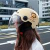 Women's Cute Cartoon Cat Electric Scooter Motorcycle Safety Helmet - Winter All Seasons, New National Standard, Half Helmet