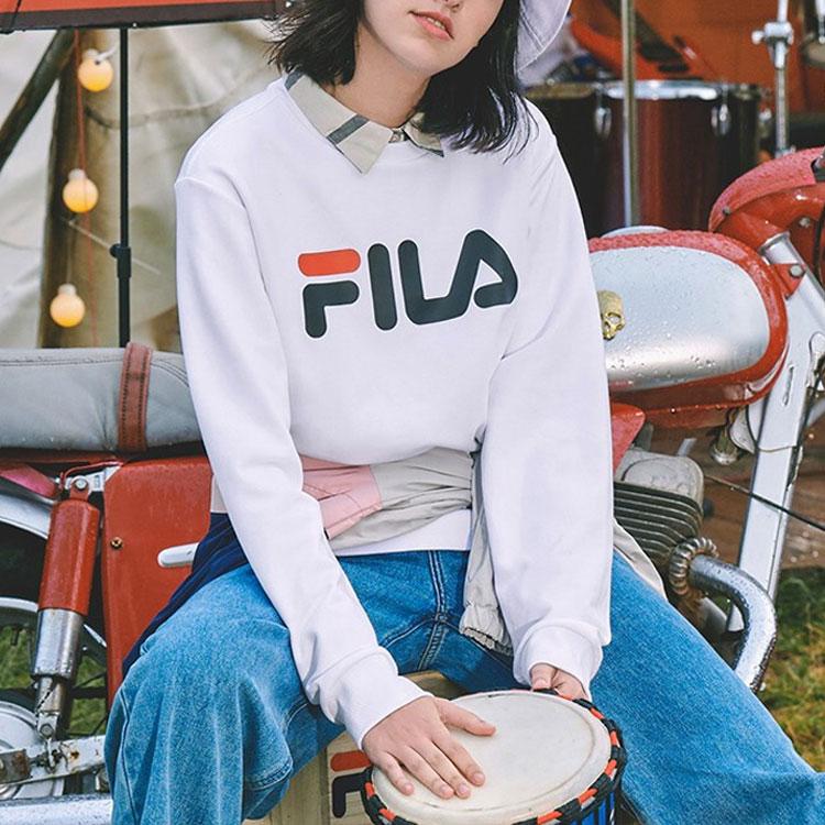Fila Large Logo Printed Sports Crewneck Sweatshirt Men Sweatshirt White F51U044231FWT