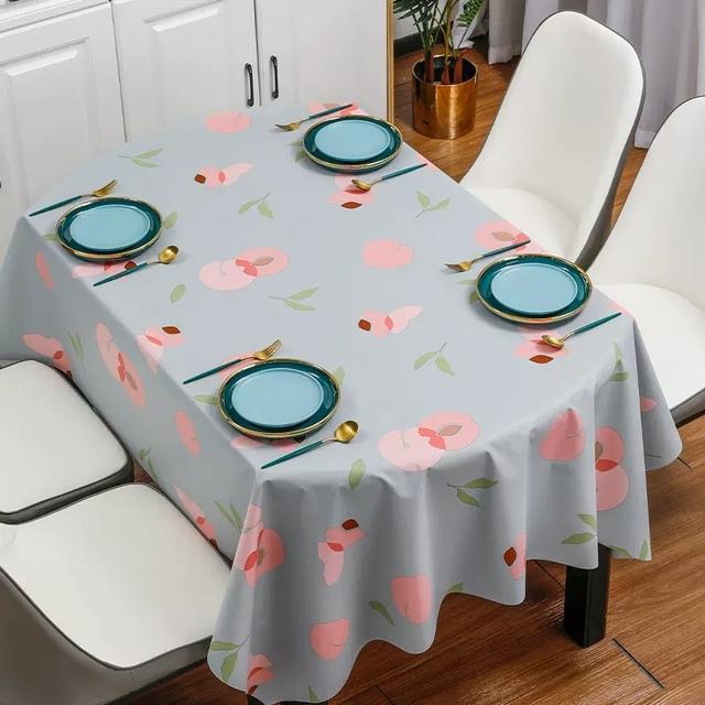 Fresh Flower Oval Pvc Table Cloths Plant Geometric Waterproof Oil -Proof Easy To Clean Coffee Dinning Tablecloth Decor