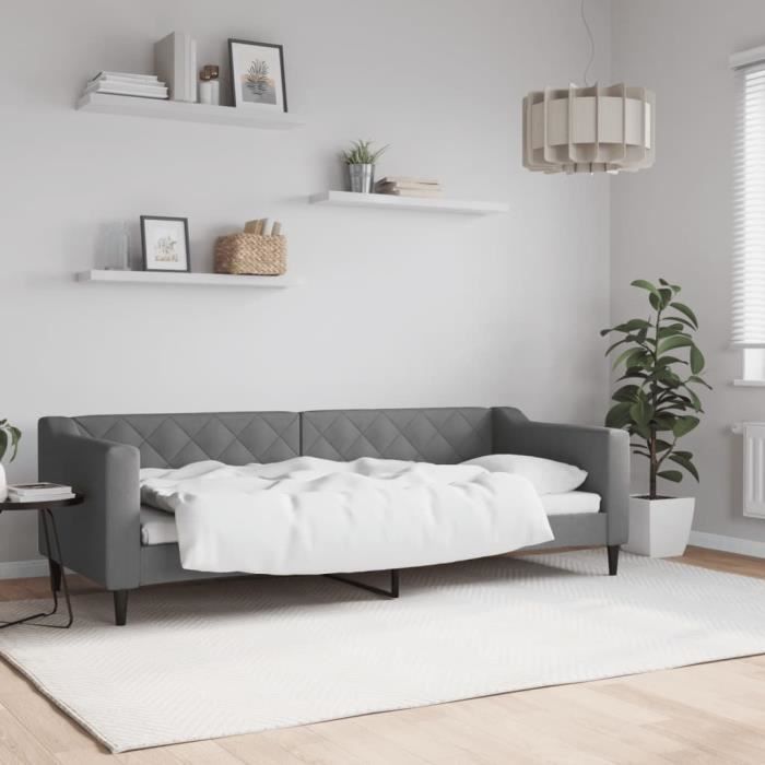 VidaXL Lit de repos gris foncé 80x200 cm tissu 354157