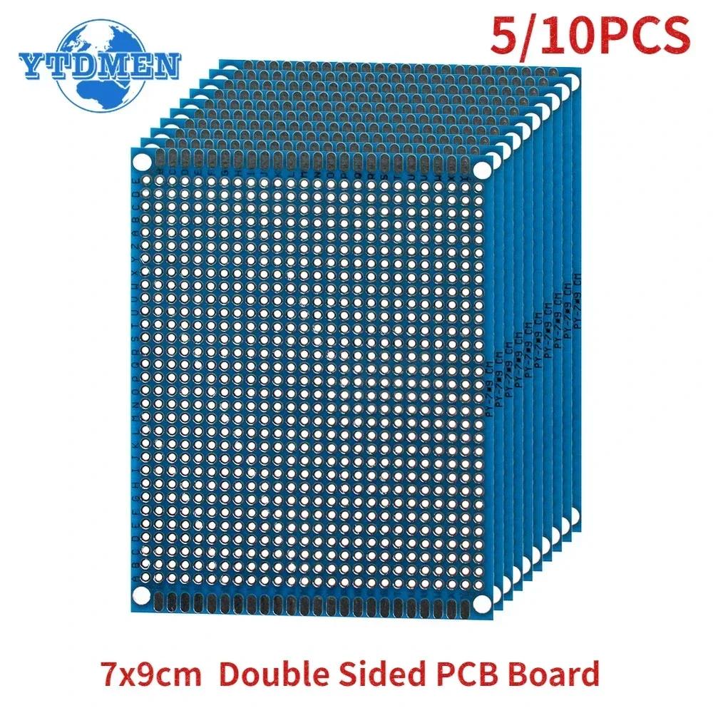 

5/10PCS PCB Board Prototype Board Blue 7x9cm Double Sided Universal Printed Circuit Boards DIY Electronic Kit, for Arduino 5pcs