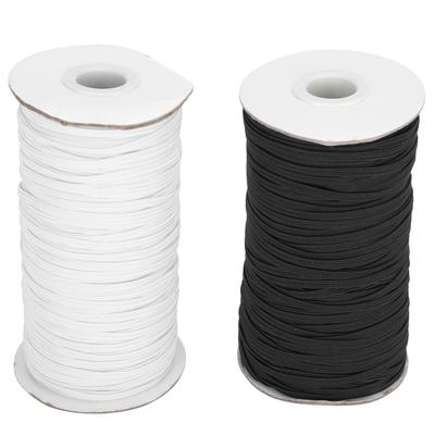Bandă Elastică Coardă de Cusut Plată Șnur String DIY Mânecă Mască Fabricare Elasticitate Înaltă Rulou 100 Iarzi(Alb negru )