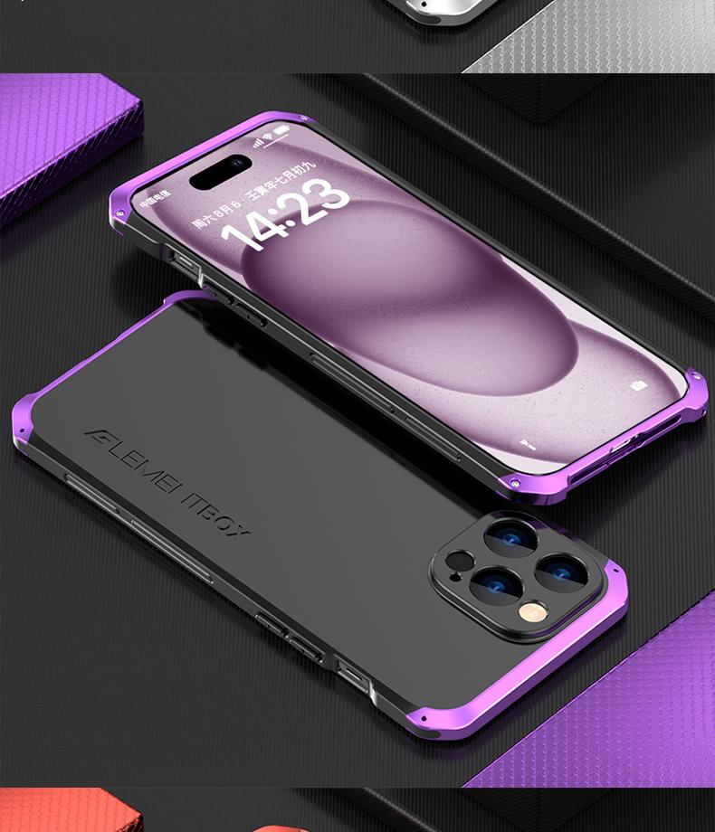 Aluminum Metal Rugged Frame Armor for IPhone 15 Pro MAX Bumper Case Luxury for IPhone 14 13 12 11 Pro Shockproof Matte PC Protector Cover