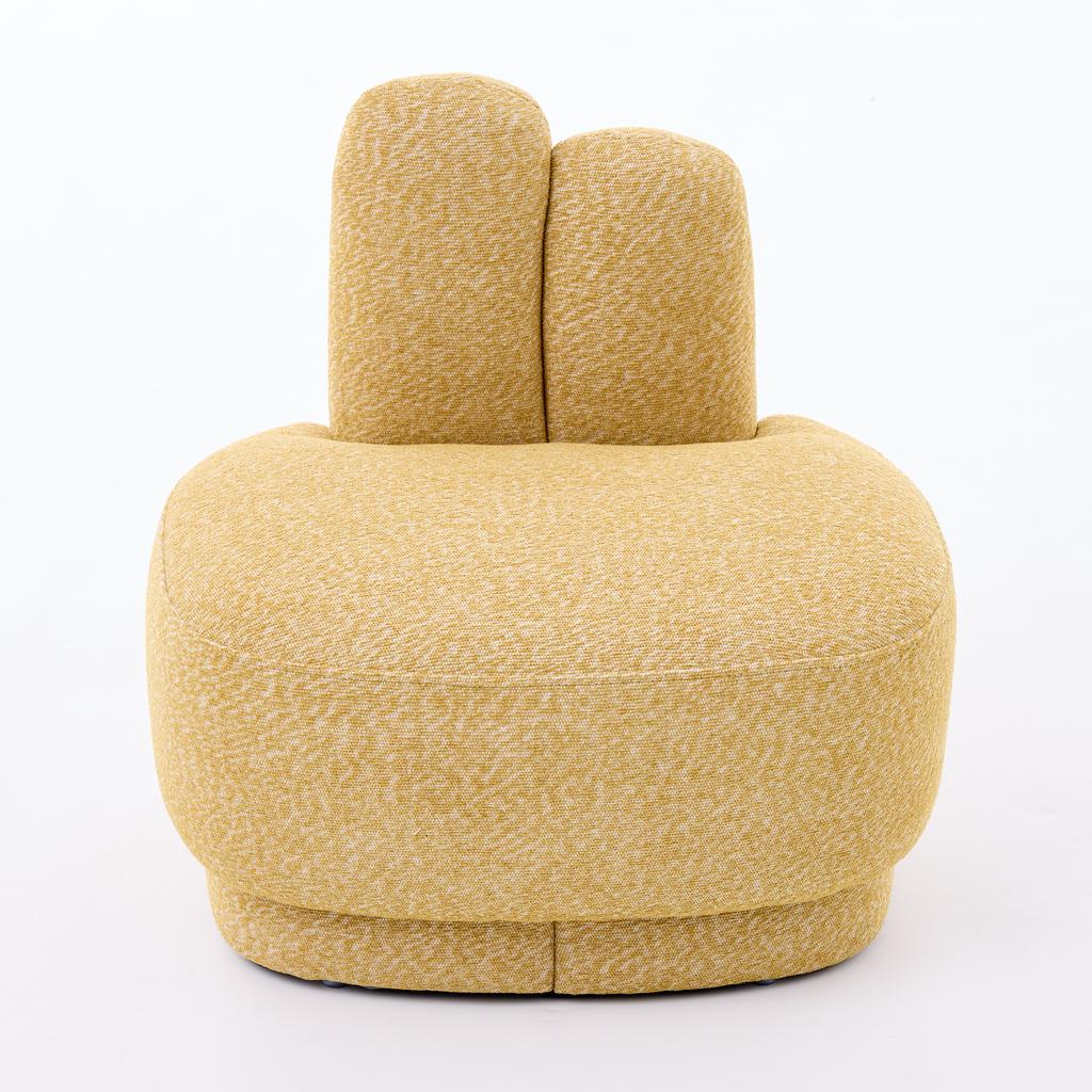 Cozy Bunny-Ear Fabric Ottoman - Fixed Upholstered Stool with Cute Ears, No Storage, Not Removable