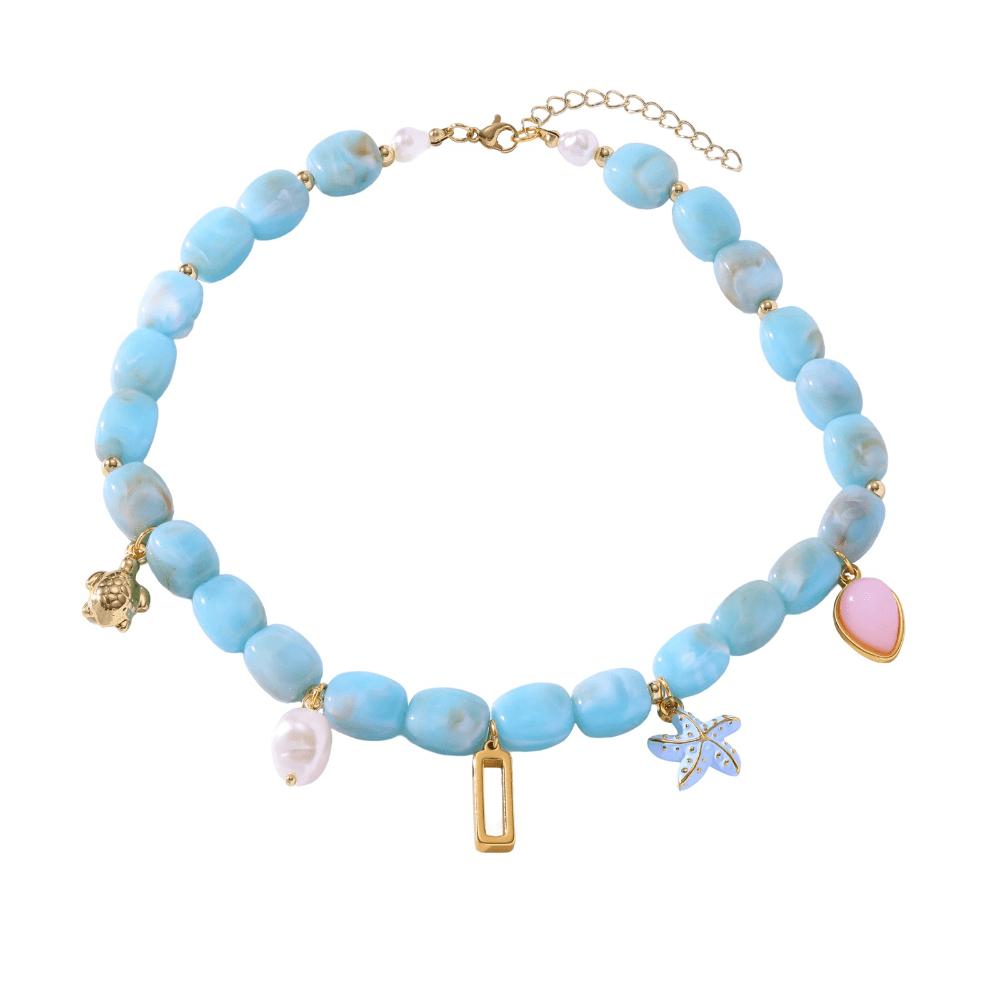 Holiday Style Colored Beaded Necklace, Pendant Versatile Seaside Collarbone Chain