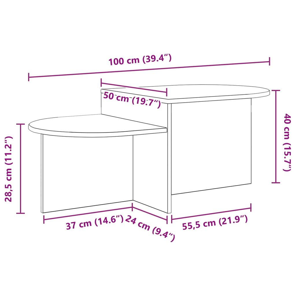 Coffee Table Grey Sonoma 100 x 50 x 40 cm Particleboard