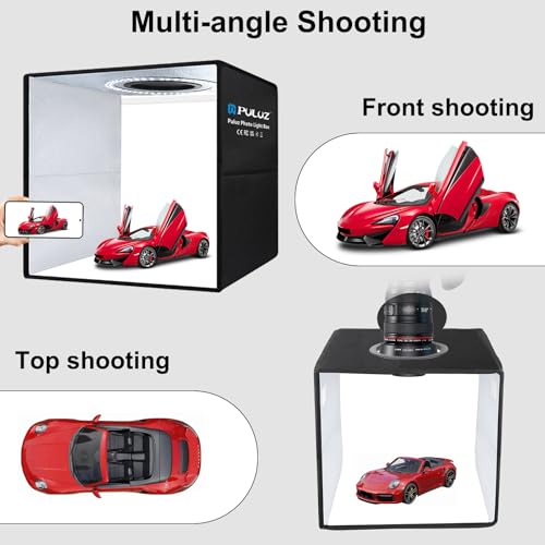 PULUZ 30cm Photography Light Box, Portable Photo Studio Light Box, Foldable Photo Box with Soft Lighting Cloth and 12 Color Backdrops (12"x12")