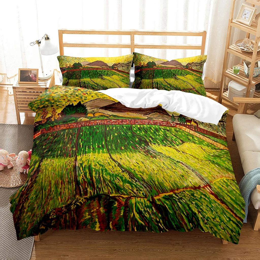 Van Gogh Oil Painting Duvet Cover Set Art Painting Pattern Polyester Comforter Cover King Queen Size For Men Women Bedding Set