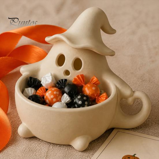Versatile Storage Bowl 3D Printed Halloween Ghost Bowl, Trick or Treat Snack Candy Decor Serving Decorative Tray Dish, Party Supplies Tableware