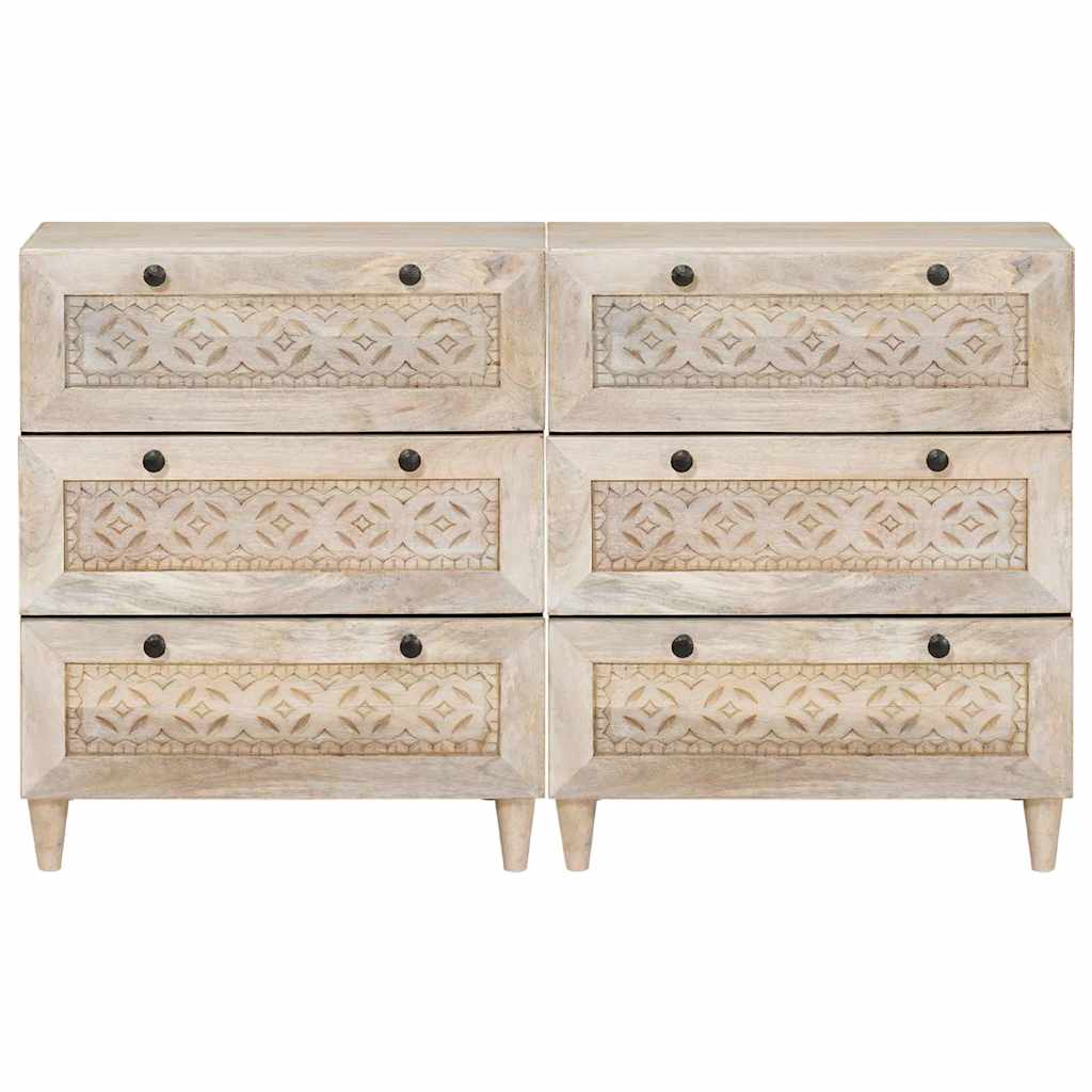 Sideboard 2 pcs White 120 x 33.5 x 75 cm Solid Mango Wood