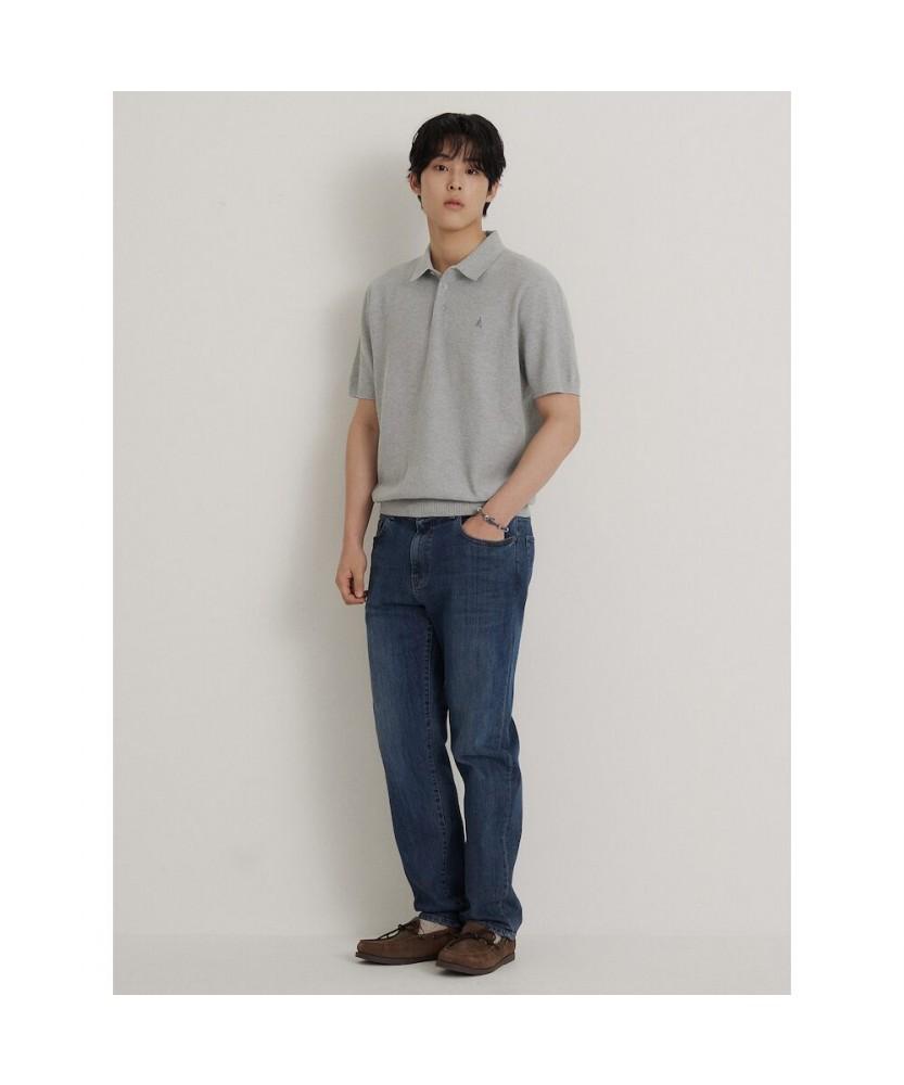 Binpolmen Cotton Silk Collared Neck Knit Gray