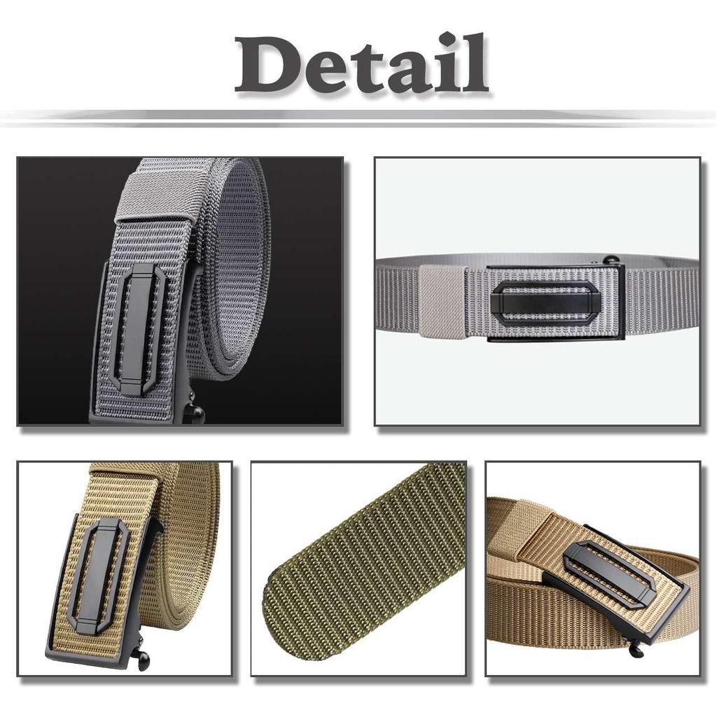 [White Fang] Nylon Casual Belt with Metal Buckle, Unique Design, Outdoor, Men's BTA001 (Black)