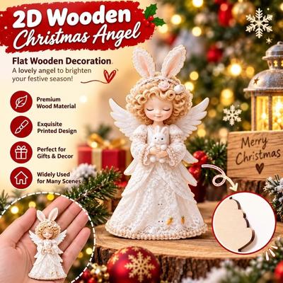 1 Set Flat Angel Ornament Wooden Wooden Ornament New Holiday Decoration  Christmas Tree Decoration