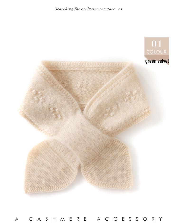 Women's Pure Cashmere Snood: Knitted, Versatile Scarf and Neck Warmer with Student Bow Tie Design