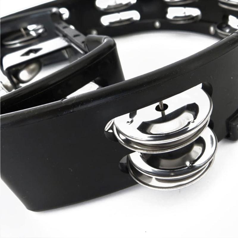 Drum Set Half Moon Tambourine with Mounting Eye Bolt Hi-Hat Tambourine with Double Row Jingle Easy Installation