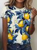 Σέξι γυναικεία καλοκαιρινή κοντομάνικη μπλούζα T-shirt με στάμπα λεμονιάς, 3D ψηφιακή εκτύπωση, φρέσκια, πλήρης εκτύπωση