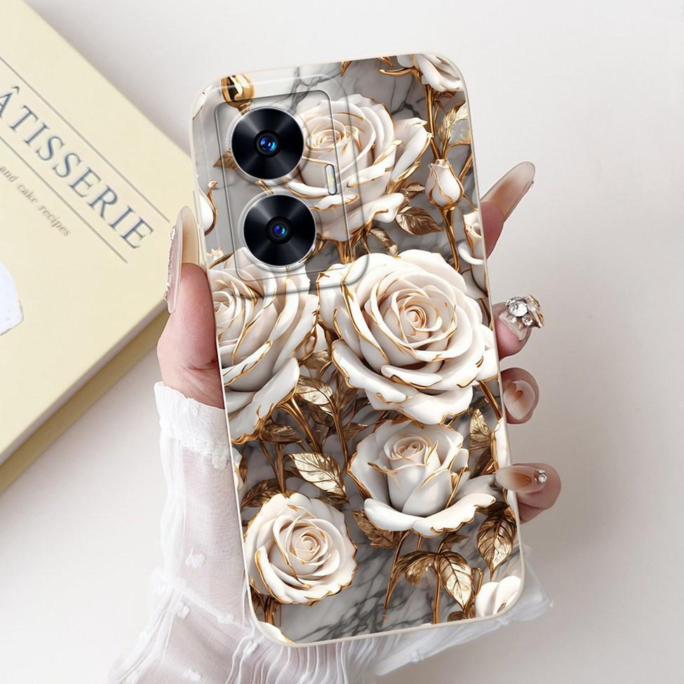 For Realme C55 Case RMX3710 Silicone Cute Cat Fashion Butterfly Flowers Love Painted Cover For Realme Narzo N55 Phone Case Funda