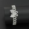 European American Hip Hop Butterfly Iced Out Bracelet, 12mm Full Diamond Rhombus Hiphop Punk Alloy Bracelet