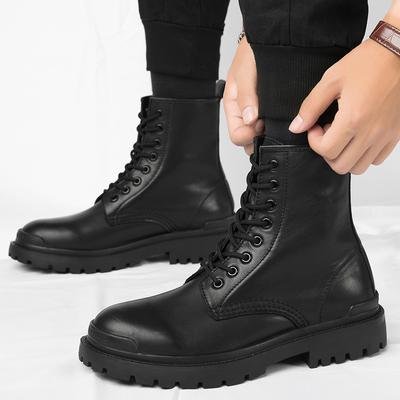 Men's Boots Luxury Brand Casual Ankle Boots Thick Bottom Lace-Up Tooling Boots Breathable Round Toe Business Motorcycle Boots